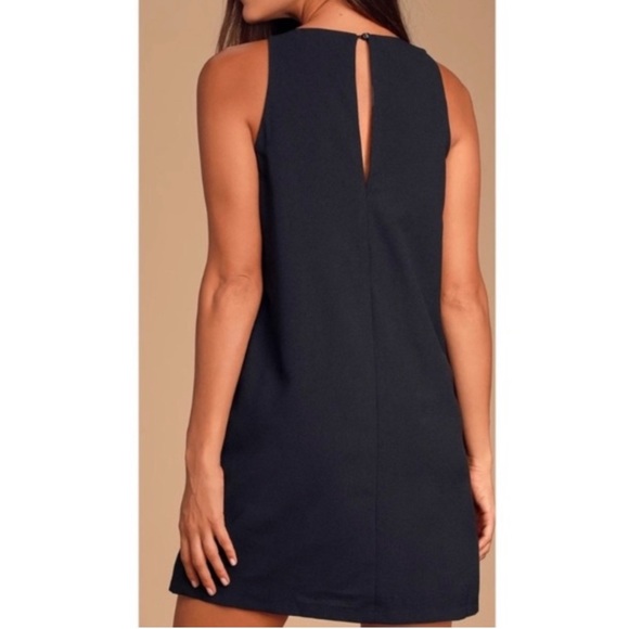 NWT Lulus Near to Bar Black Shift Dress Flowy Sleeveless V-Neck size small - Picture 3 of 10